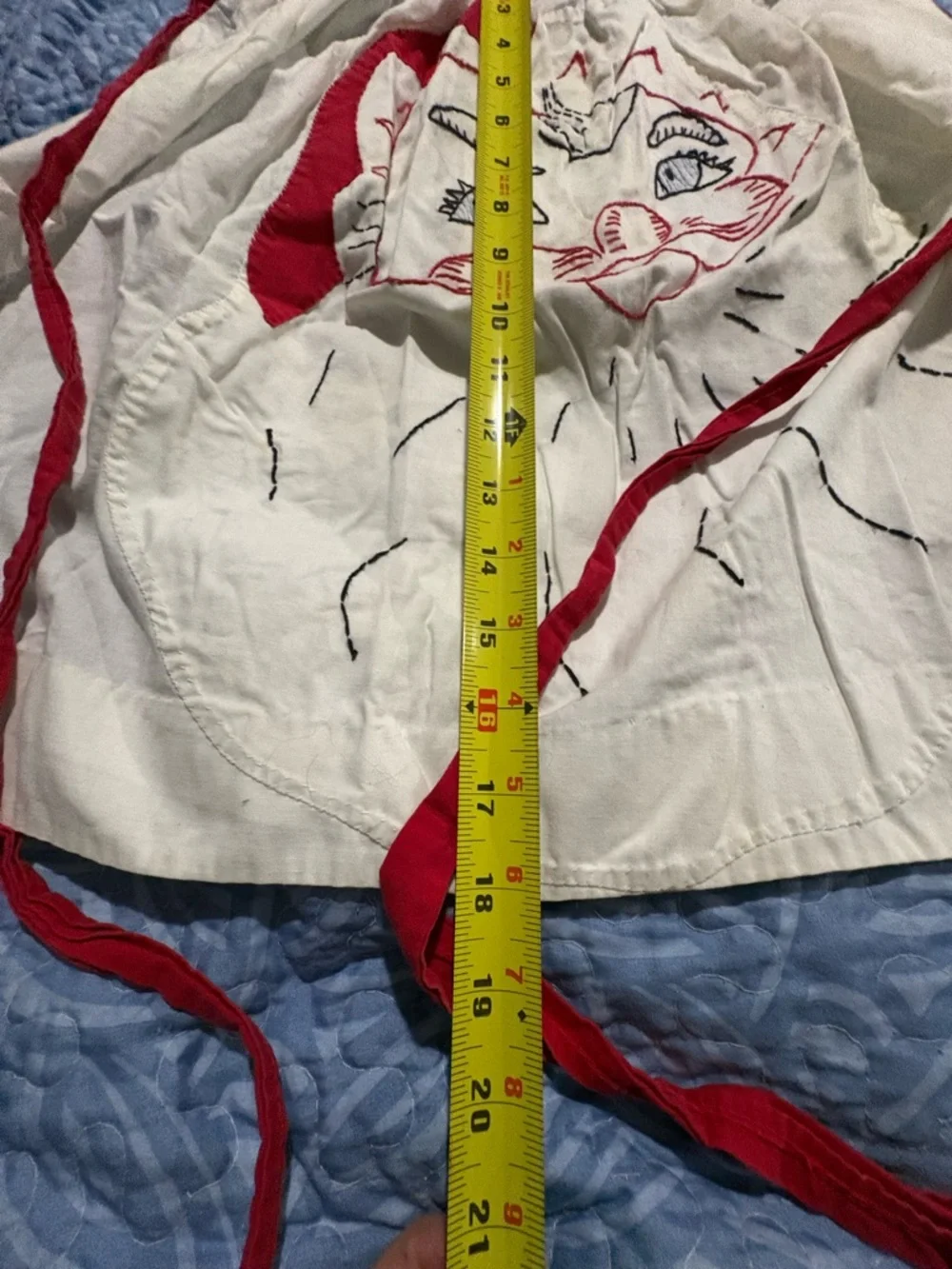 vintage Christmas Holiday Santa half waist apron. Embroidered